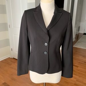 Ann Taylor Suit Jacket Coat, Black Pinstriped, 4P
